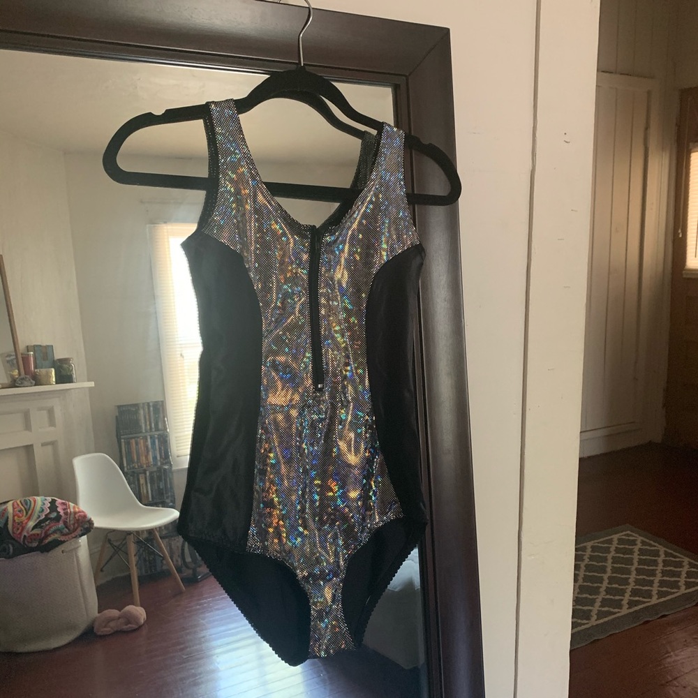 BlackMilk Clothing Holographic Zip Bodysuit